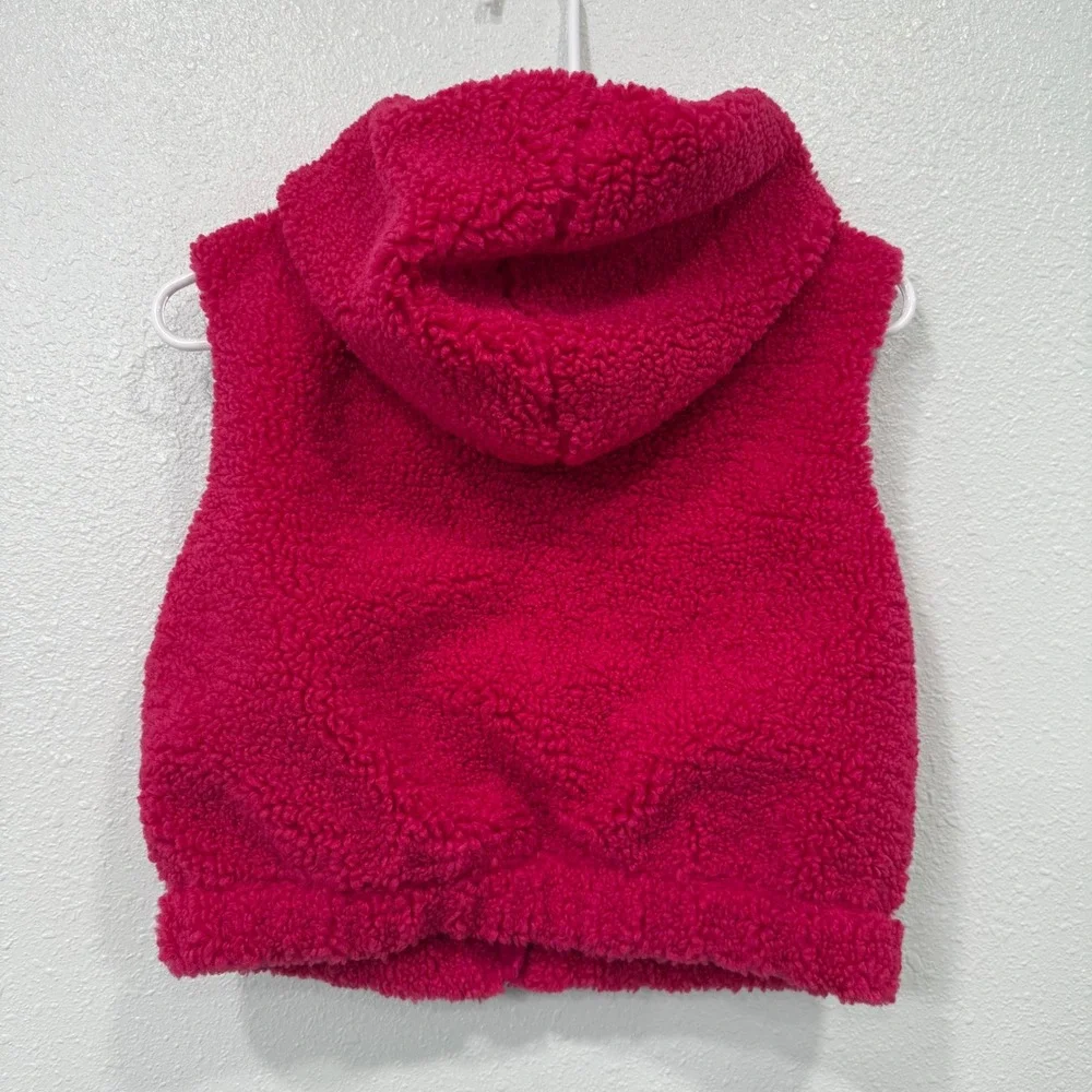 Old Navy Girls Sherpa‎ Fleece Lined Hooded Vest Pink Size Large 10-12